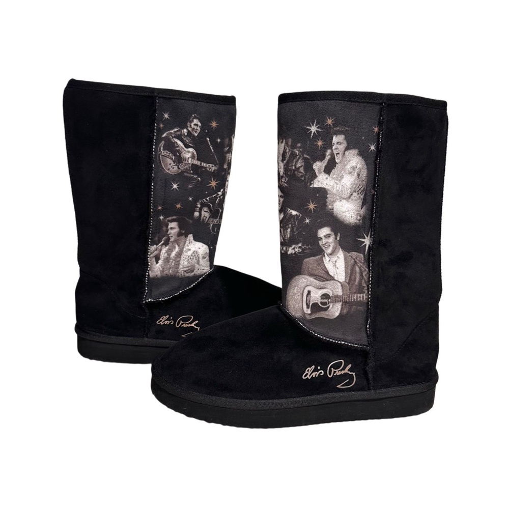 Bradford Exchange Women’s Elvis Presley Burning Love Black Boots US 8 NWOT - Picture 3 of 14